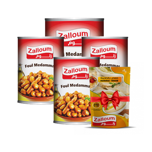 زلوم فول مدمس 380 غم عدد 4 + حمص 135 غم